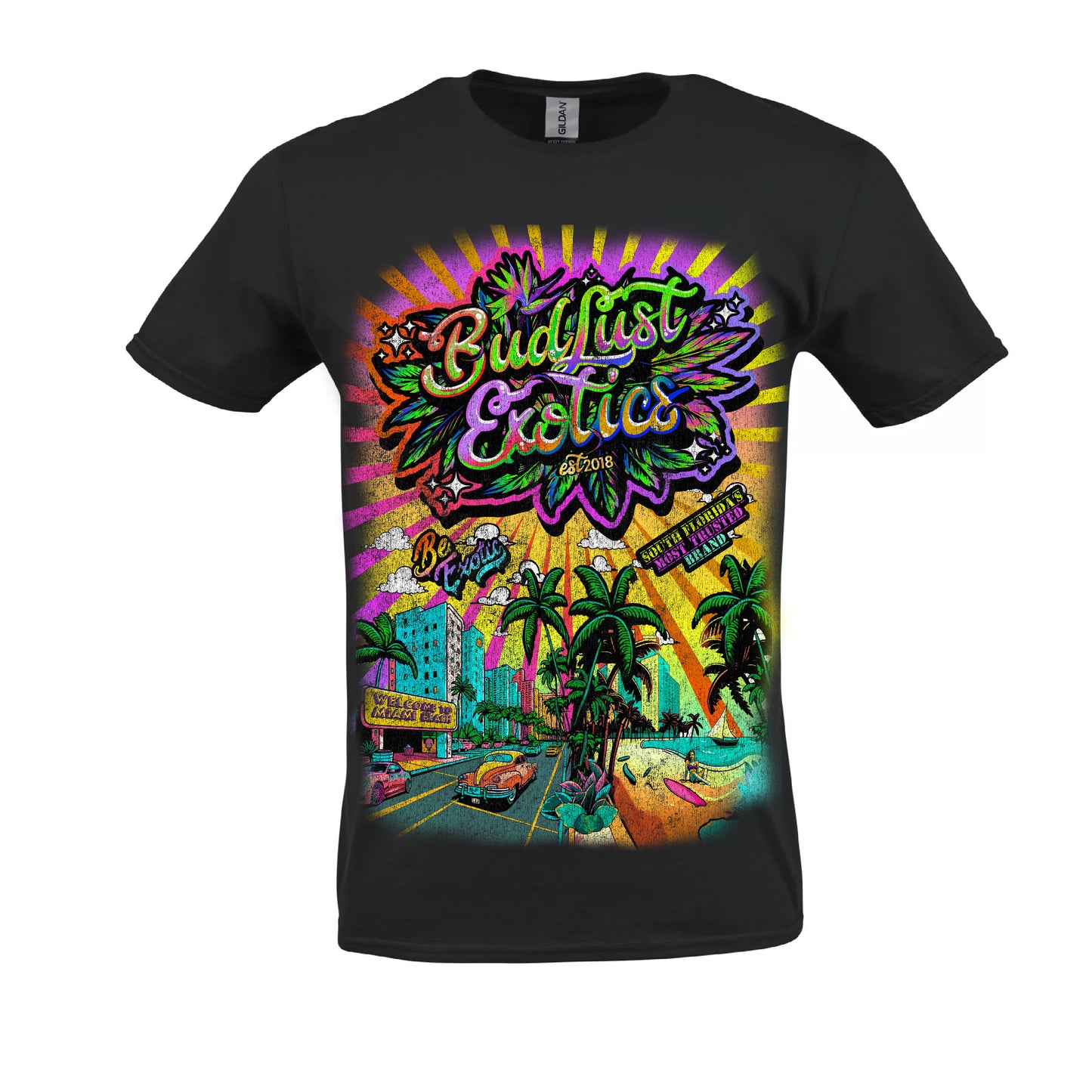 BudLust Exotics~~~~~~~Distressed "Representing Miami Dade" T-Shirt in Black